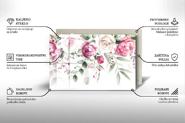 Tocător sticlă Trandafiri acuarela