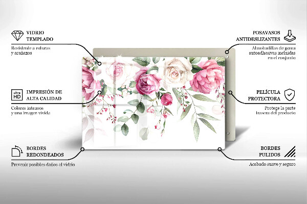 Tocător sticlă Trandafiri acuarela