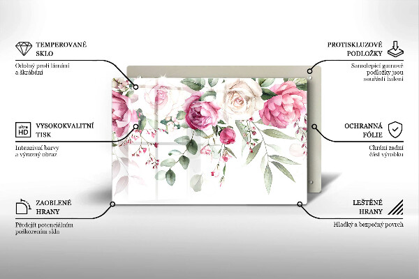 Tocător sticlă Trandafiri acuarela