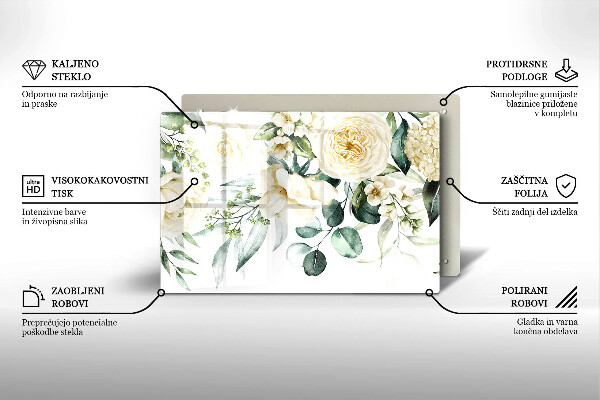 Tocător sticlă Acuarelă flori