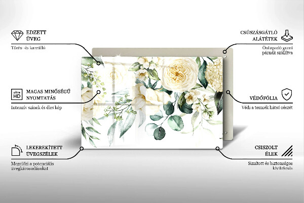 Tocător sticlă Acuarelă flori