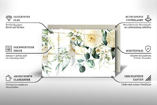 Tocător sticlă Acuarelă flori