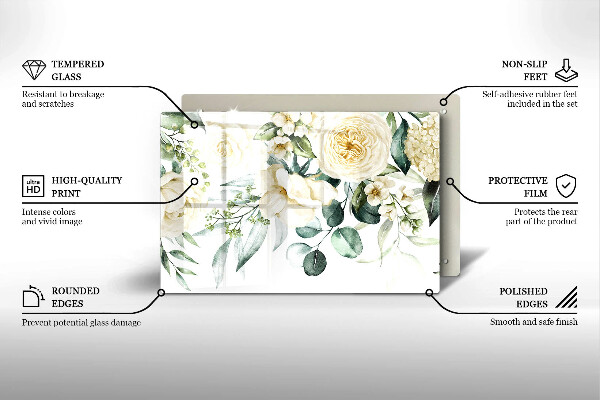 Tocător sticlă Acuarelă flori