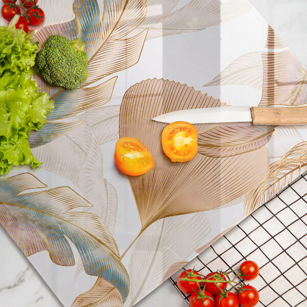 Tocător sticlă Pene și frunze Boho