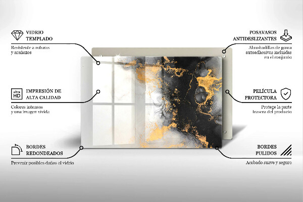 Tocător sticlă Abstracție cu aur