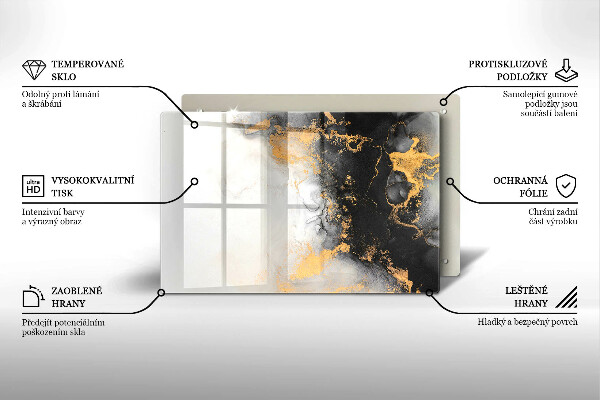 Tocător sticlă Abstracție cu aur
