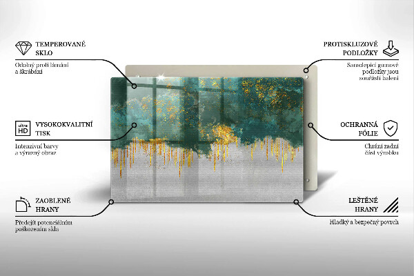 Tocător sticlă Abstracție cu aur