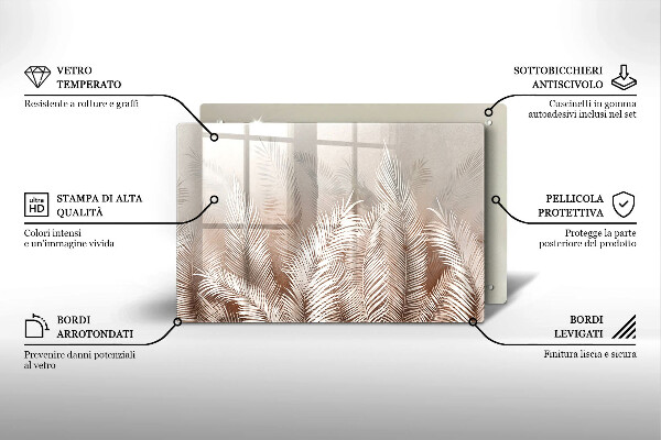 Tocător sticlă Frunze de vegetație boho