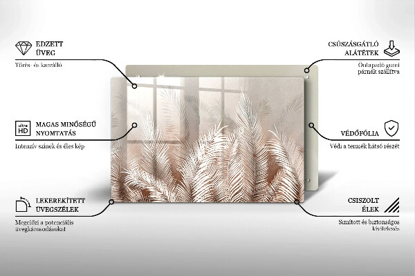 Tocător sticlă Frunze de vegetație boho