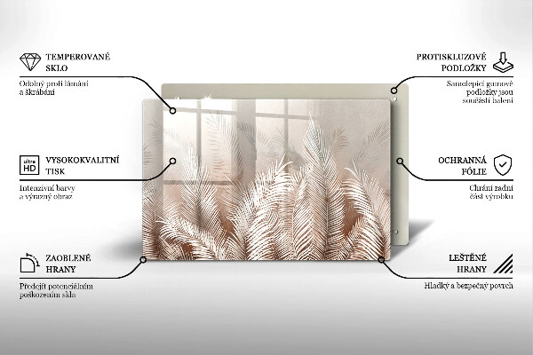 Tocător sticlă Frunze de vegetație boho