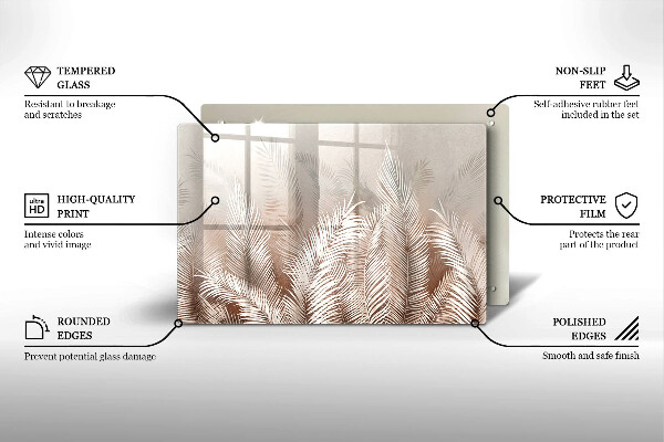 Tocător sticlă Frunze de vegetație boho