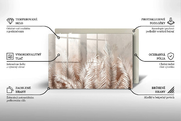 Tocător sticlă Frunze de vegetație boho