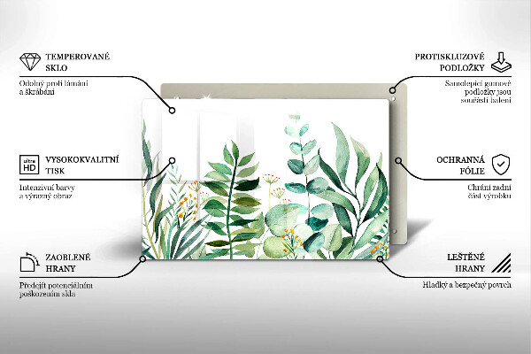 Tocător sticlă Ilustrație cu frunze de plante