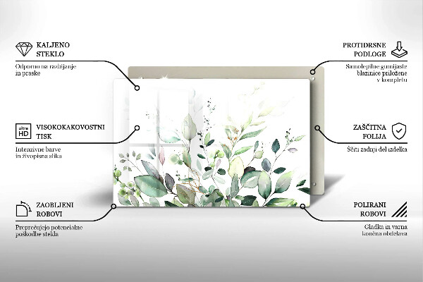 Tocător sticlă Plante acuarela