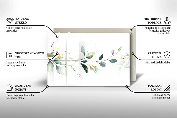 Tocător sticlă Acuarelă frunze