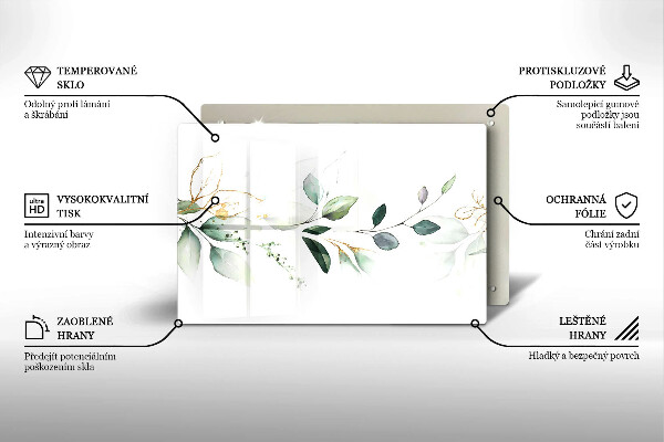 Tocător sticlă Acuarelă frunze