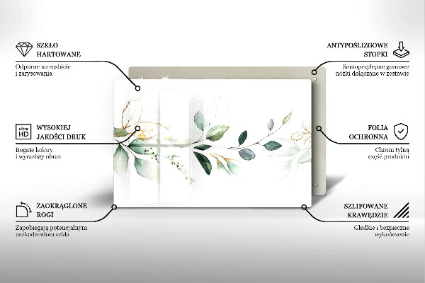 Tocător sticlă Acuarelă frunze