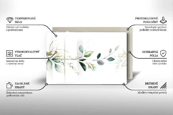 Tocător sticlă Acuarelă frunze