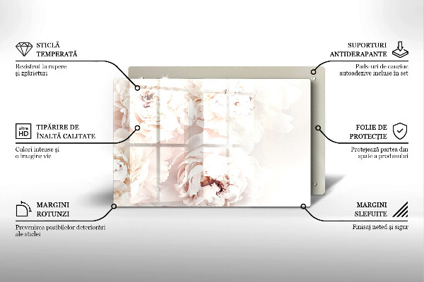 Tocător de bucătărie Bujori pastel