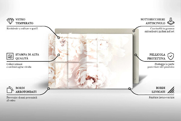 Tocător de bucătărie Bujori pastel