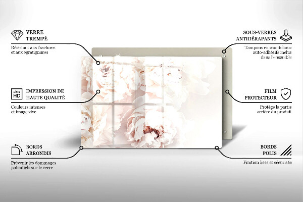 Tocător de bucătărie Bujori pastel