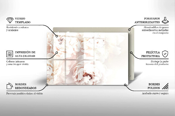 Tocător de bucătărie Bujori pastel