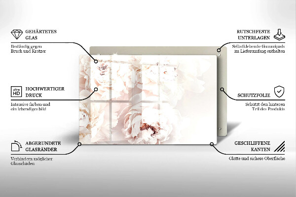 Tocător de bucătărie Bujori pastel