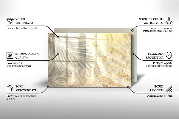 Tocător de bucătărie Frunze de palmier și nisip