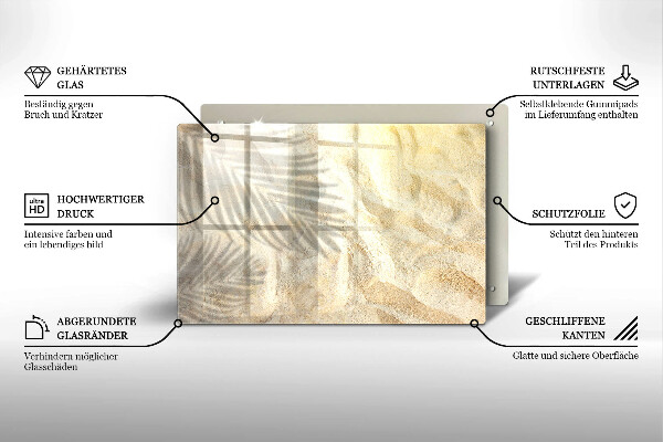 Tocător de bucătărie Frunze de palmier și nisip