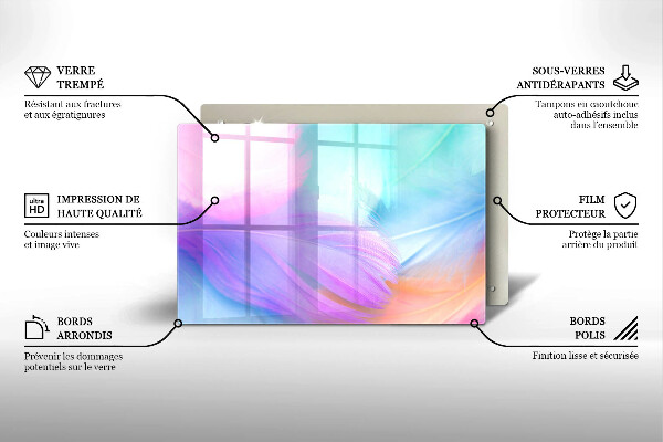 Tocător de bucătărie Pene pastelate