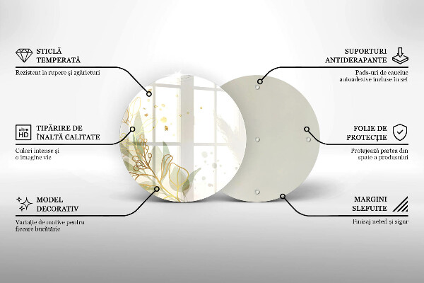 Tocător de bucătărie Acuarelă și frunze de aur