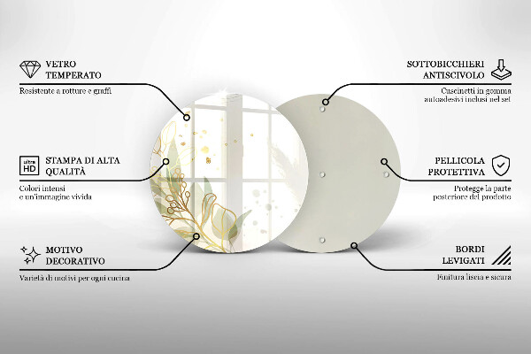 Tocător de bucătărie Acuarelă și frunze de aur