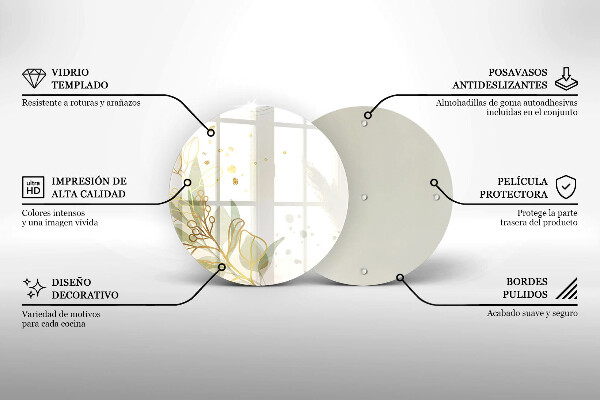 Tocător de bucătărie Acuarelă și frunze de aur