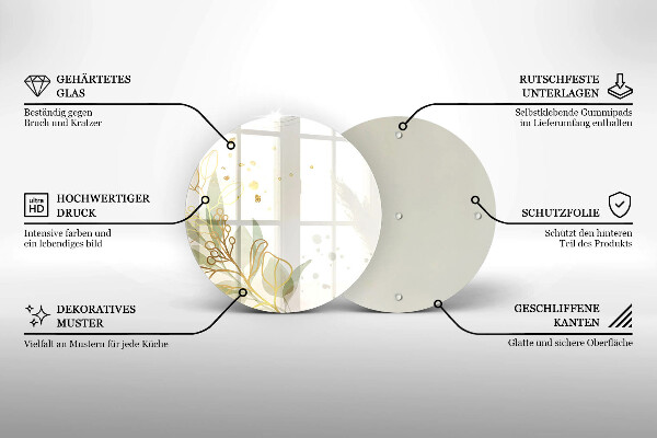 Tocător de bucătărie Acuarelă și frunze de aur