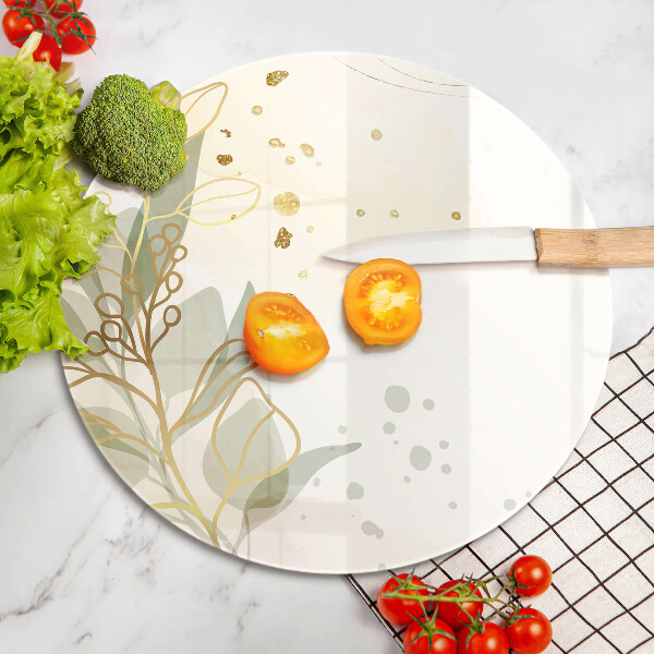 Tocător de bucătărie Acuarelă și frunze de aur