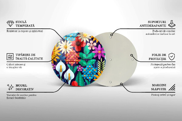 Tocător de bucătărie Ilustrație de luncă cu flori