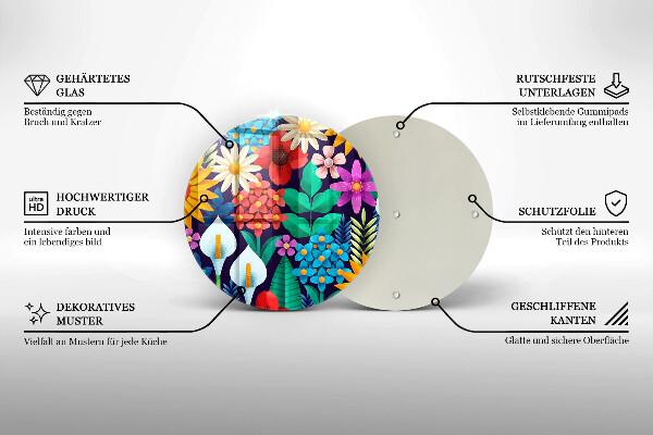 Tocător de bucătărie Ilustrație de luncă cu flori