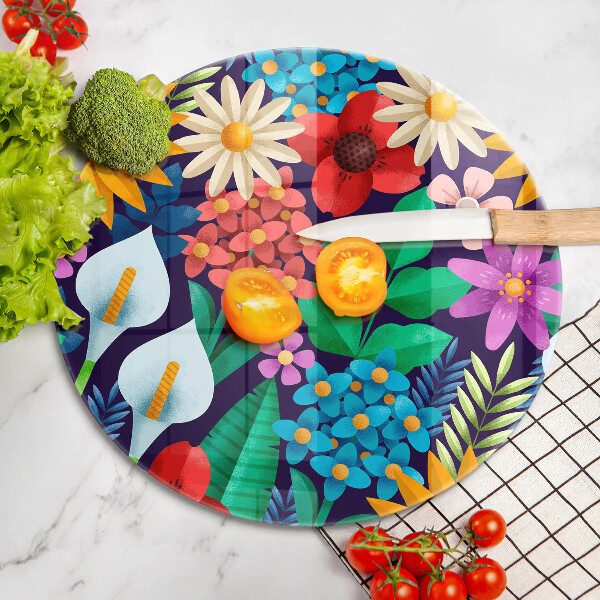 Tocător de bucătărie Ilustrație de luncă cu flori