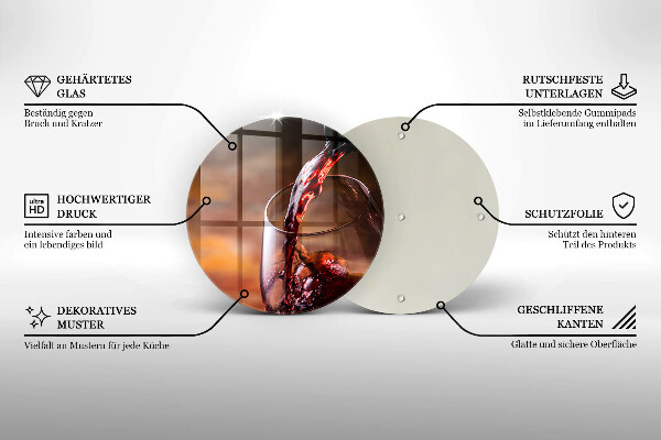 Tocător de bucătărie Vin roșu și un pahar