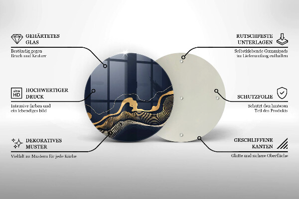 Tocător de bucătărie Linii aurii abstracte