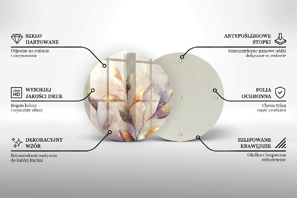 Tocător de bucătărie Frunze boho pictate