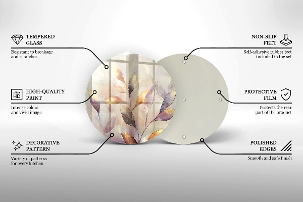 Tocător de bucătărie Frunze boho pictate