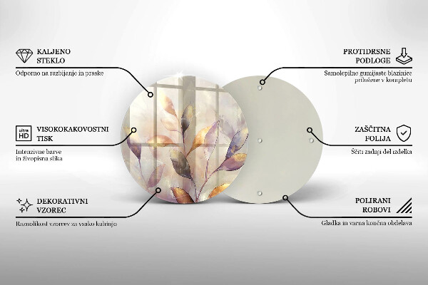 Tocător de bucătărie Frunze boho pictate