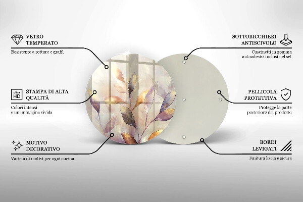 Tocător de bucătărie Frunze boho pictate