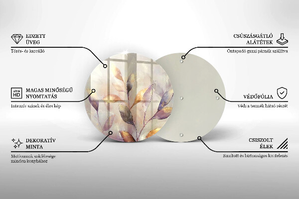 Tocător de bucătărie Frunze boho pictate