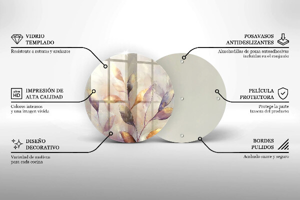 Tocător de bucătărie Frunze boho pictate