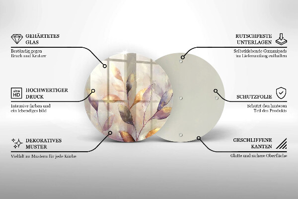 Tocător de bucătărie Frunze boho pictate