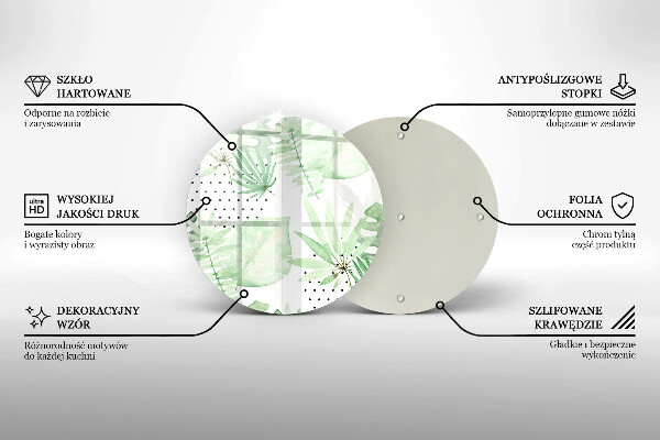 Tocător din sticlă Acuarelă frunze