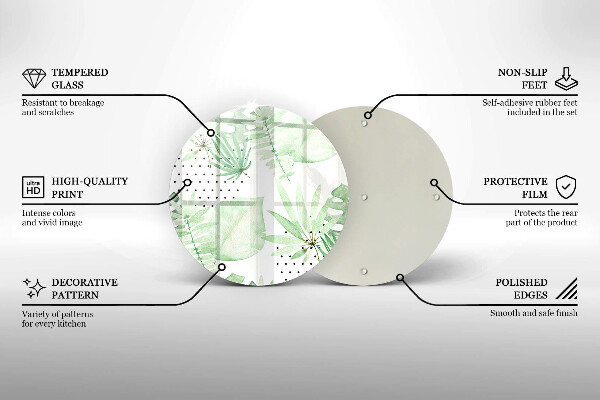 Tocător din sticlă Acuarelă frunze