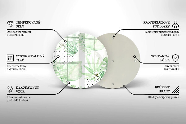 Tocător din sticlă Acuarelă frunze